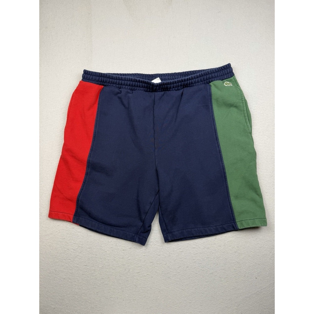 Lacoste Men's Colorblock Fleece Shorts Navy Blue Red Green Size XXL